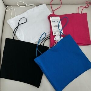 Zara crop tops.  Set of 4.  Gently used black, pink & white.